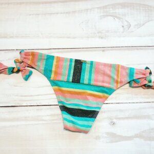 Roxy Womens Striped Shimmer Adjustable Tie Side Bikini Bottom 🌺🍃